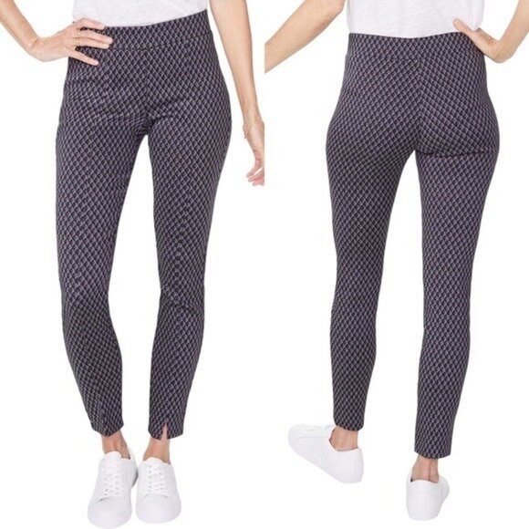 NYDJ Pants - NYDJ Charcoal Diamond Printed Tummy Control Pull-On High Rise Pants Size 2 NWT